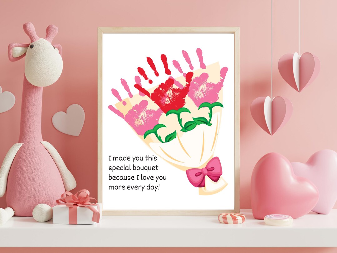 Mother’s Day Bouquet Handprint Art, Kids Craft Keepsake for Mom (PDF ...