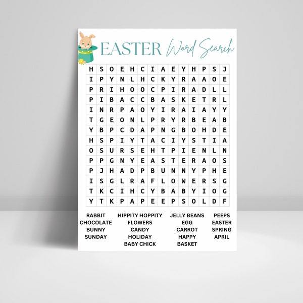 Easter Word Search Game, Printable Easter Game, Kids & Adult Easter Word Search Game, Sunday School Game, Printable Kids Easter Party Games