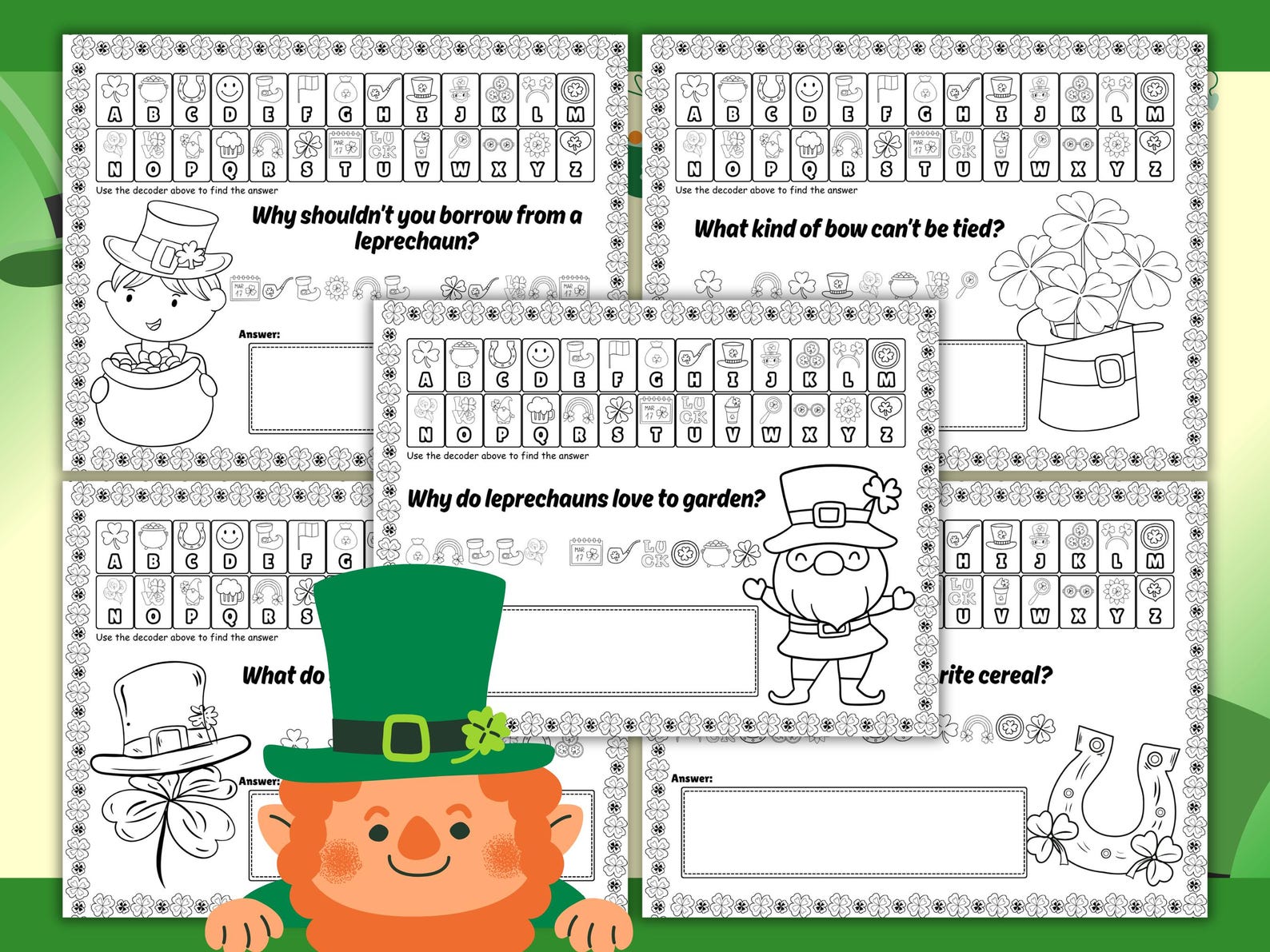 St Patricks Day Code Breakers, Printable Kids Logic Activity 5 Pages ...