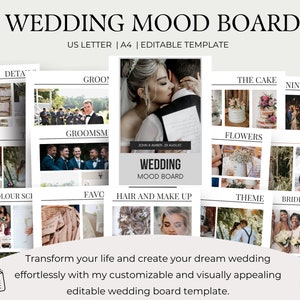 Plantilla imprimible del tablero de humor de la boda personalizada, tablero de visión de la foto de la boda plantilla de planificación de la boda plantilla de boda personalizada tablero de visión