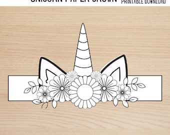 Unicorn Paper Crown Craft, Unicorn Kids Coloring Craft, Unicorn Activity for Kids, Unicorn Birthday Party Printable Unicorn Kids Costume DIY