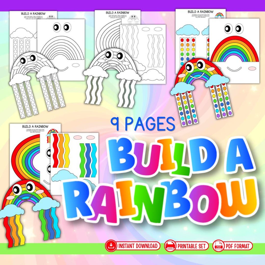 Rainbow Cut & Paste Craft Printable, Glue Activity for Preschool and ...