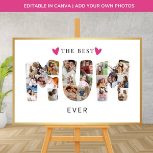 Beste moeder fotocollage, aangepaste moeder fotolijst, afdrukbaar moedercadeau, Canva-sjabloon, Moederdagcadeau, gepersonaliseerde DIY verjaardagscadeau voor mama