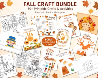 Fall Craft Bundle, Preschool Thanksgiving Activities, Kids Paper Crafts, Fall Coloring Pages, Autumn Handprint Art, Turkey & Gnomes