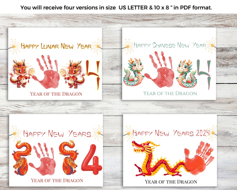 Lunar New Year Handprint Craft Bundle, Chinese New Year Handprint Art