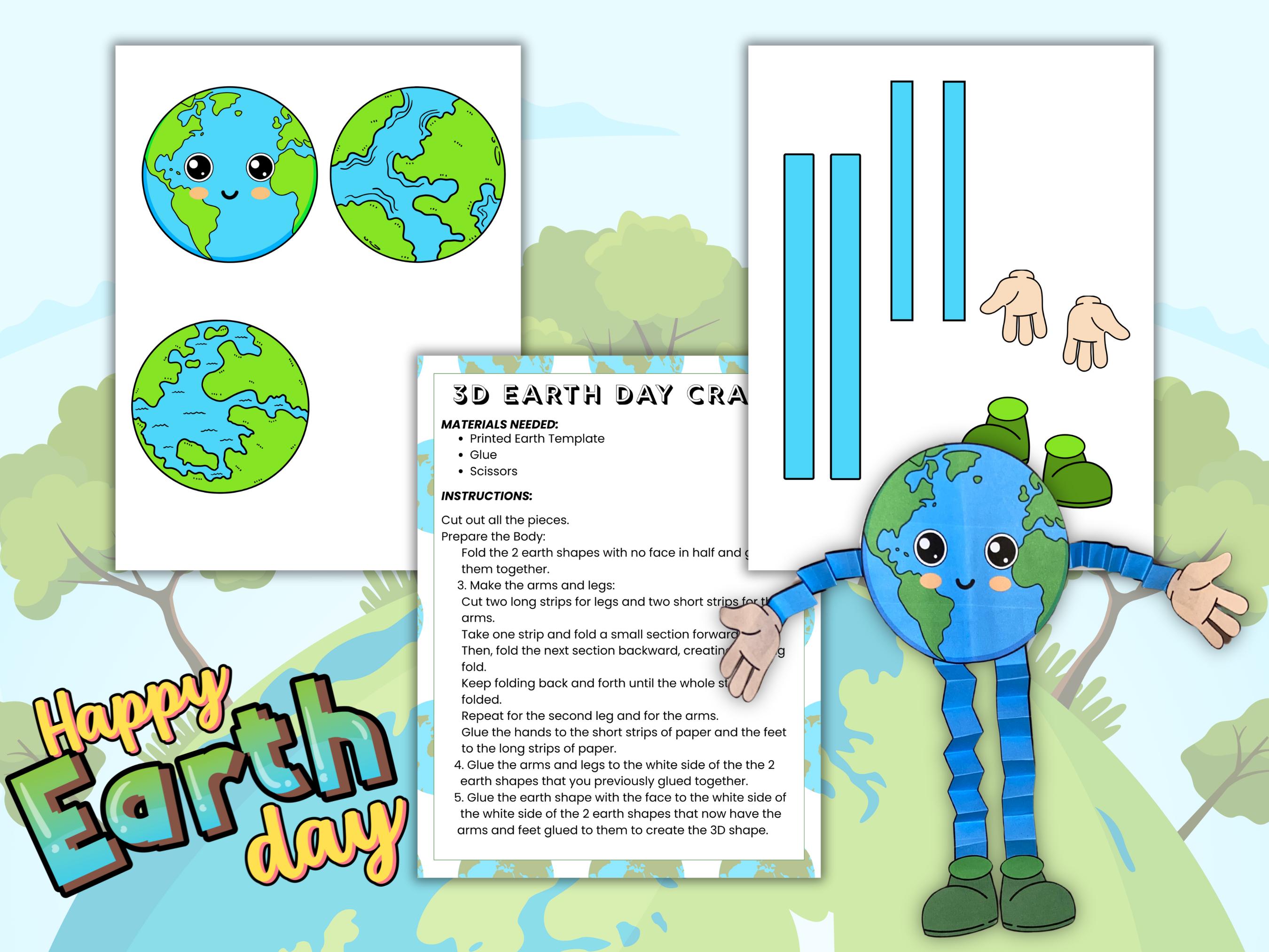3D Earth Day Craft for Kids, Earth Day Craft for Preschool, Earth Day ...