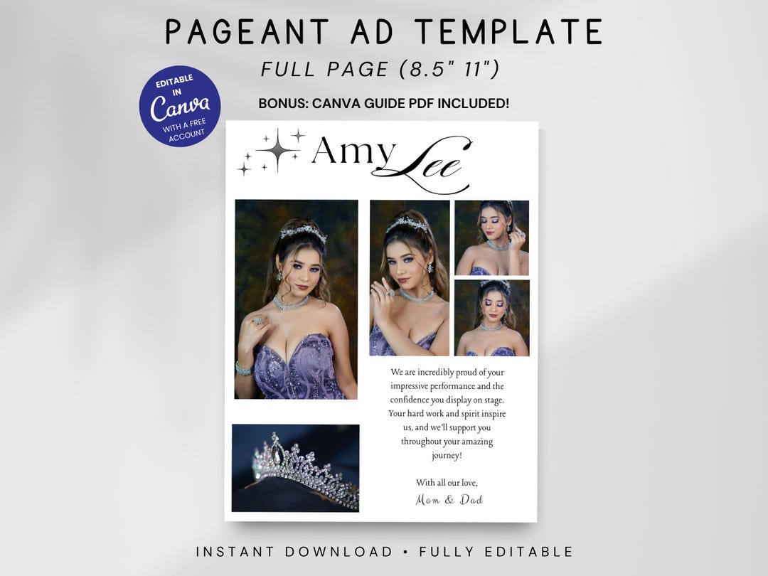 Template For Pageant Introduction Editable Pageant Full Page Ad Template, Beauty Queen Tribute (canva) - Etsy