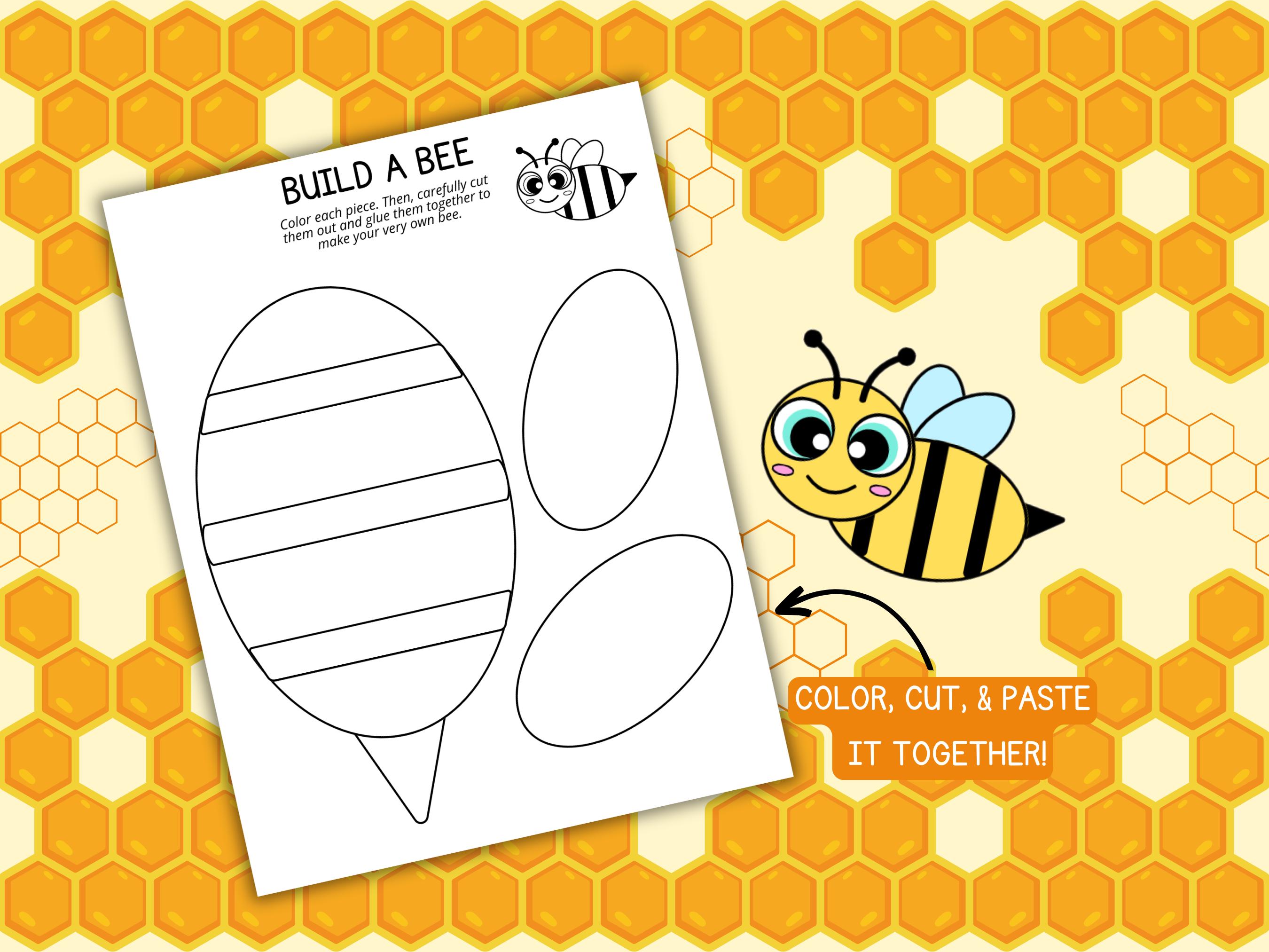 Build a Bee Cut & Paste Craft, Printable Spring Activity for Preschool ...