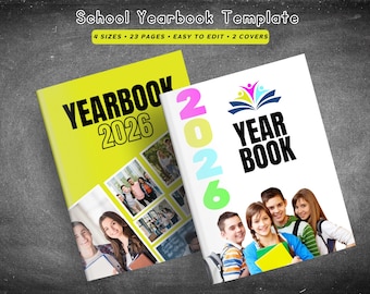 Bearbeitbare High School Jahrbuchvorlage, 23 Seiten (Canva, Digital Download)