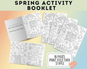 Spring Activity Book, Printable Spring Activities Kids, Spring Coloring Pages, Spring Puzzles, Mazes for Kids, Spring Games, Spring Tracing