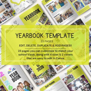 Editable School Yearbook Template, Senior Memory Collage Layout Canva, Graduation & Team Keepsake (23 pages)