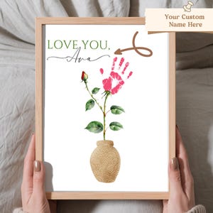 Custom Name Handprint Art Printable, Toddler Activity Handprint Craft, Parents Gift, Grandparents Gift, Baby Personalized Handprint Keepsake