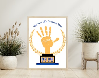 Father's Day Handprint Art Craft, Fathers Day Gift from Kids, Fathers Day Keepsake Printable, DIY Craft Gift For Dad Happy First Fathers Day