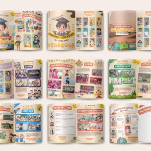 Elementary Yearbook Template, Editable Canva Yearbook, School Memory ...