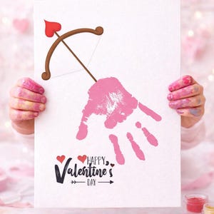 Valentine Handprint Art Printable, Love Arrow Craft for Kids Baby Toddler
