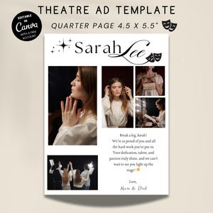 Playbill Ad Template, Quarter Page Theatre Tribute (Canva Editable, Digital Download)