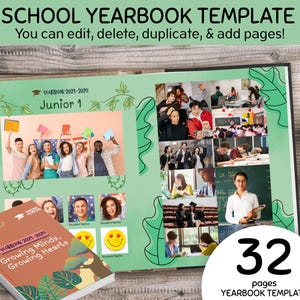 Editable Canva Yearbook Template, School Yearbook, Class Photo Gift, Junior to Elementary Memory Book, Teacher Staff Pages, End of Year Book