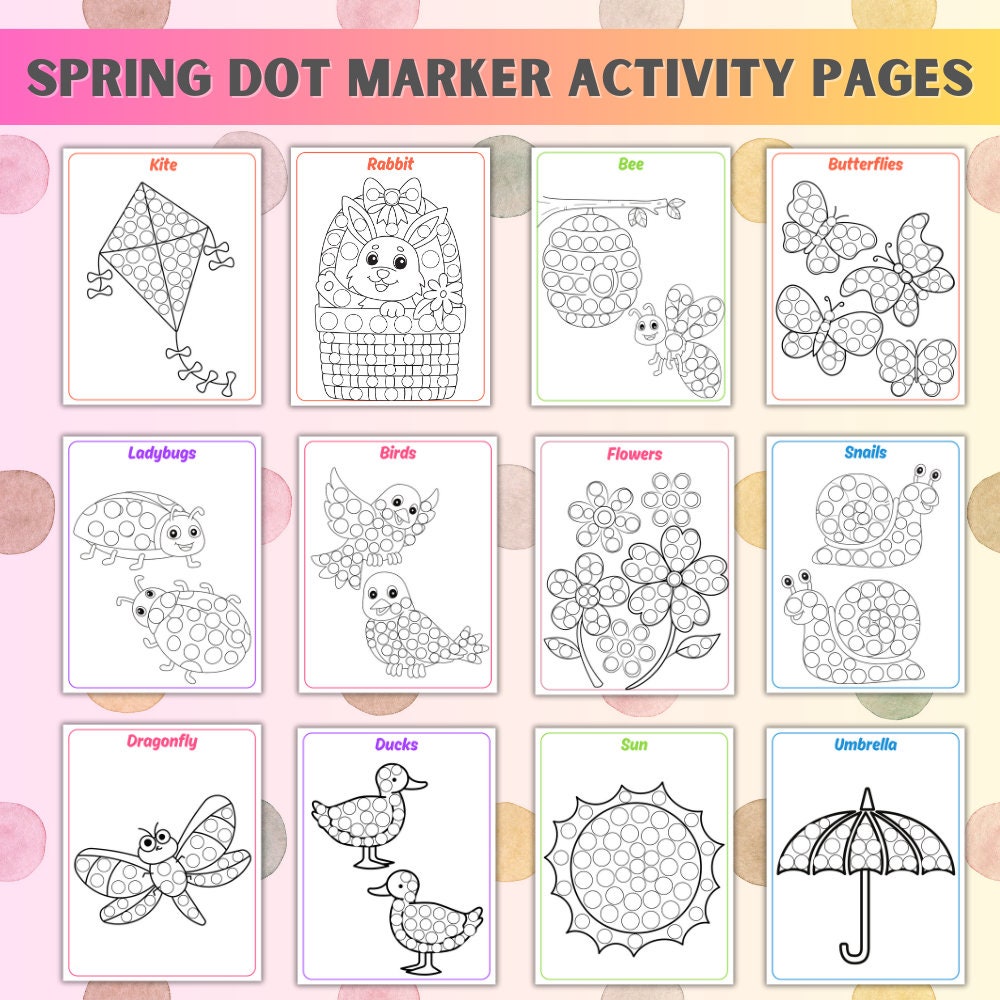 Spring Dot Marker Printable, Preschool Do a Dot Worksheets for Fine ...