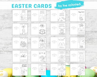 Ostern Ausmalkarten für Kinder, druckbare Grußkarten, DIY Bastelaktivitäten