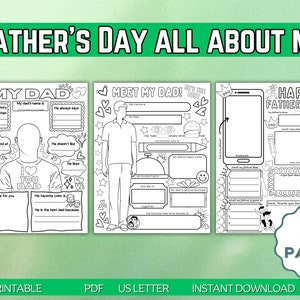 All About My Dad Printable Fathers Day Questionnaire, Fathers Day Gift for Dad, All about my Dad, Fathers Day Coloring, Fathers Day Activity