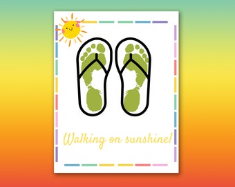 Summer Footprint Art, Beach Footprint Craft, Baby Keepsake, Preschool Daycare Activity, Summer Craft Kids, Homeschool Art, Flip Flop Craft
