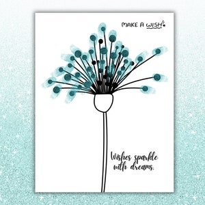 Fingerprint Dandelion Art Craft, Wishes Handprint Craft, Keepsake DIY Craft Kids Thumbprint Art, Preschool Printable Fingerprint Art Craft