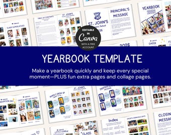 Plantilla editable para el anuario de primaria 2026: libro de recuerdos escolar imprimible