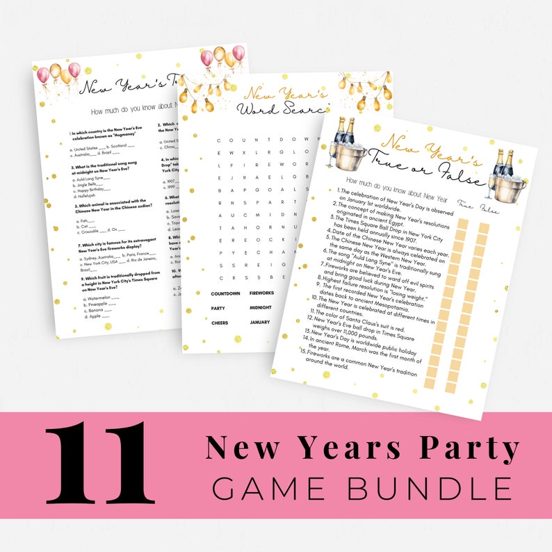 New Year's Eve Game Bundle Printable New Years Party Etsy
