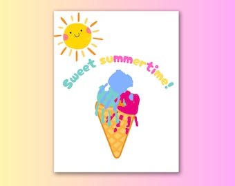 夏のアイスクリームの手形アート、幼児の記念品（PDF） - Etsy 日本