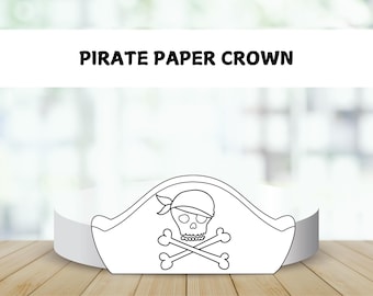 Piratenhut Papierkrone Vorlage, druckbare Papierkrone, Pirat ausmalen, Piratenparty Stirnband, Piratenkostüm, Geburtstagskrone, Piratenhandwerk