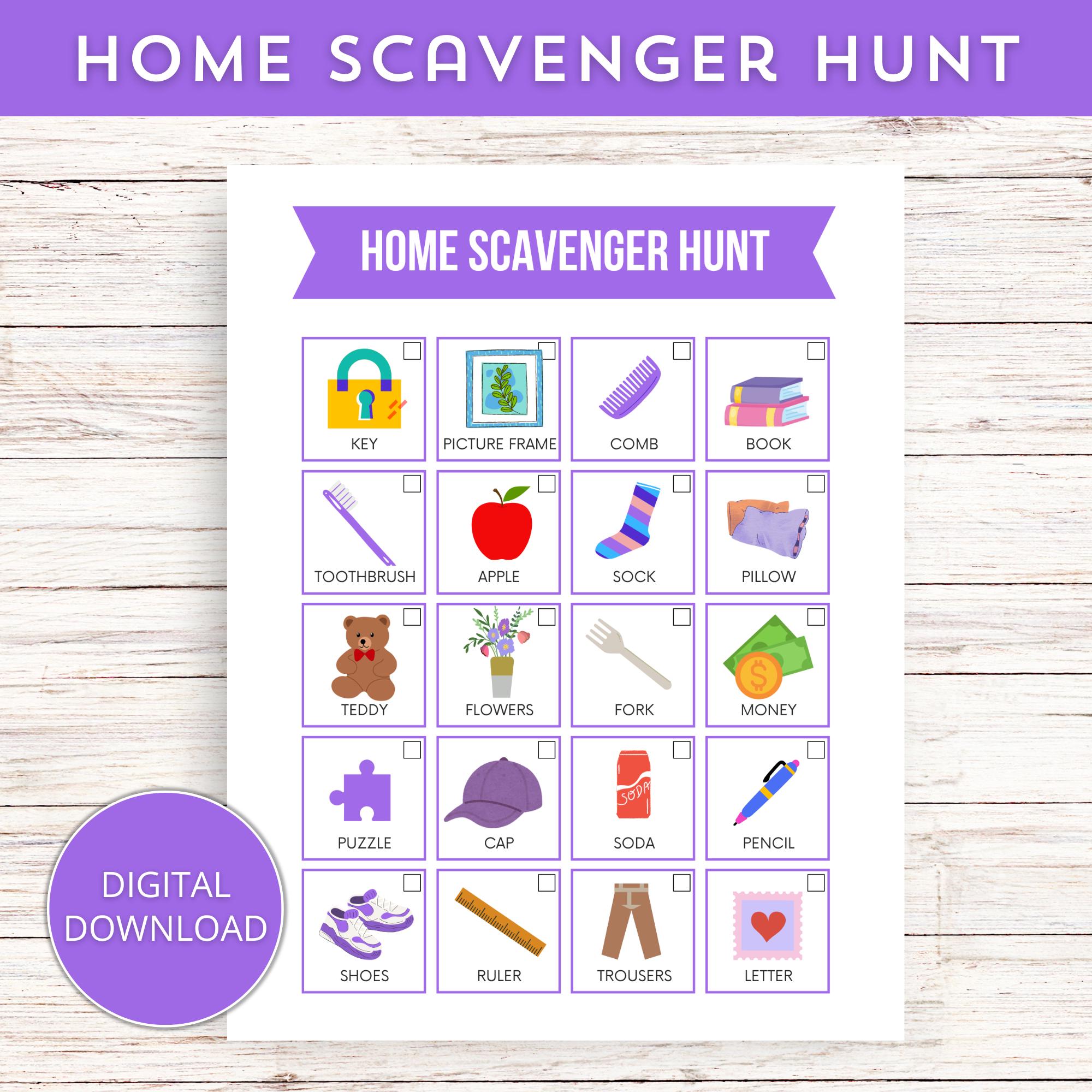Outdoor Neighborhood Scavenger Hunt Game Cards - 25 Card Set For Park, Garden, Or Street Adventures