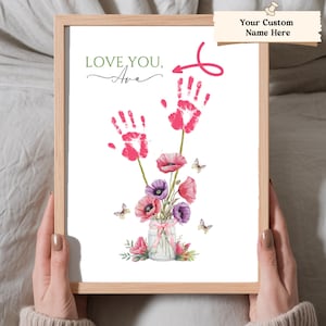 Personalized Handprint Art Printable, DIY Kids Craft, Toddler Activity Handprint Craft, Custom Baby Handprint Keepsake Hand Art Personalized