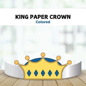 King Paper Crown Template, King Craft, Printable Kids Craft, King Birthday Party Printable, King Party Crown King Costume DIY Royal Headband