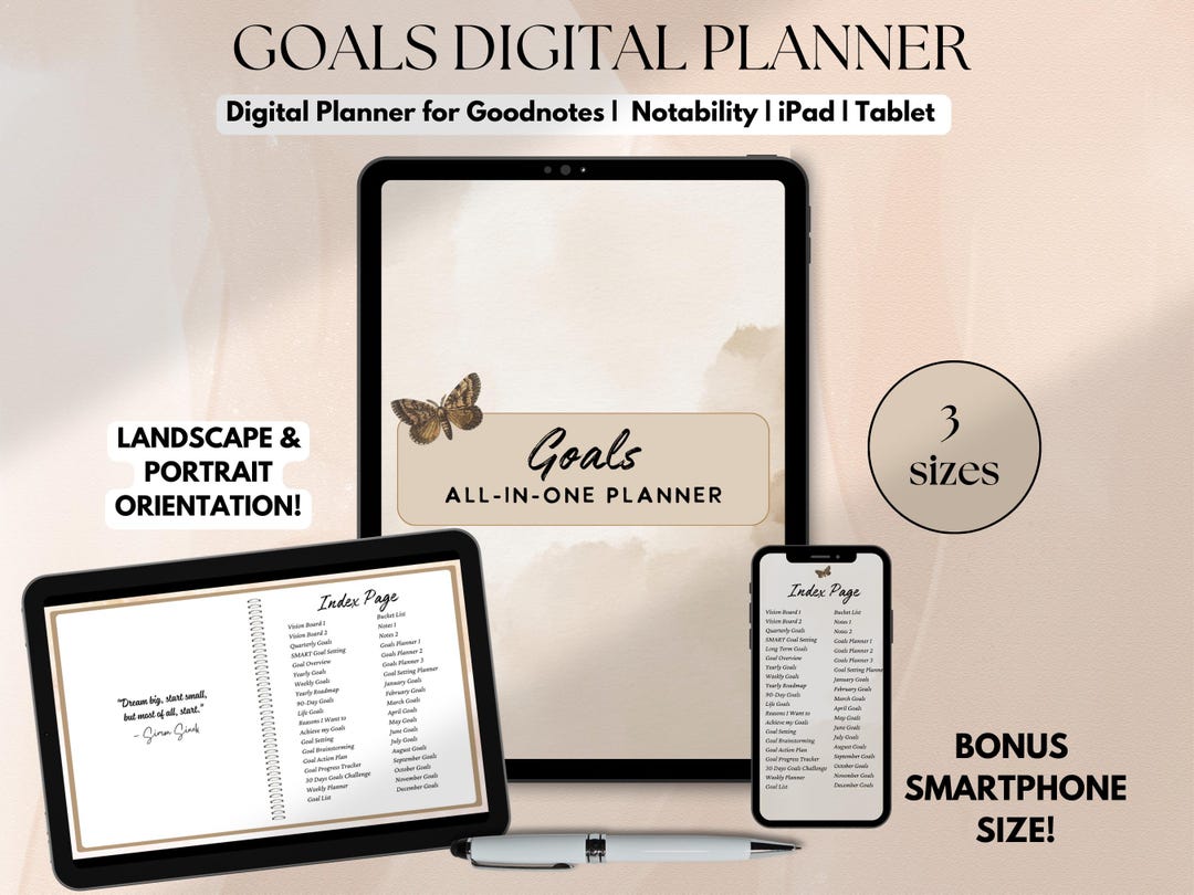 Digital Goal Planner, Goodnotes iPad Tablet Planner (PDF) - Etsy