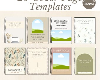 Voorbladsjablonenbundel, spiraalvormige sjablonen voor notebooks, bewerkbare Canva-sjablonen, werkmapomslagsjablonen, portfolio-spiraalomslagsjablonen