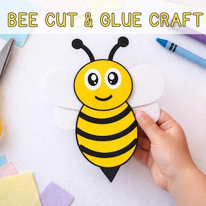 Spring Bee Cut and Glue Activity, Preschool Scissor & Fine Motor Skills Craft (PDF)