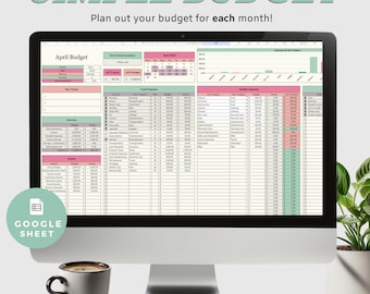Budgetplanerare för Google Sheets, Månatlig budgetkalkylblad, Personlig budgetkalkylblad Mall för utgiftsspårning Enkelt budgetkalkylblad