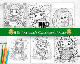 St Patrick’s Day Coloring Pages Printable, Kids Holiday Activity Coloring Book (PDF)