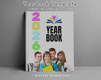 High School Jahrbuch Vorlage, Klasse von 2026 Bearbeitbares Senior Jahrbuch Layout Schule Erinnerung Foto Collage Canva Jahrbuch Sport Team Jahrbuch