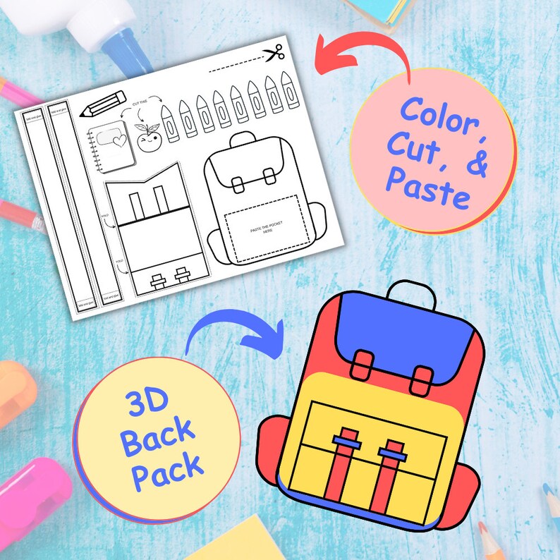Back to School Kids Craft, Build Your Own Backpack Craft, 3d Backpack ...