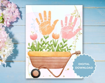 Mothers Day Flower Handprint Art Printable, Spring Craft for Toddlers