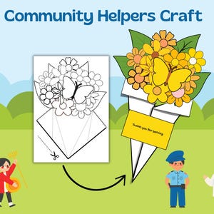 Blumenstrauß für Gemeinschaftshelfer Handwerk, Kinder Handwerk, Papierblumen Handwerk, Lehrer Handwerk, Krankenschwester Geschenk, Feuerwehrmann Geschenk, Polizei Geschenk