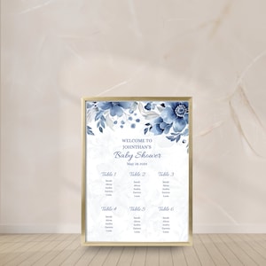 Babyparty Sitzplan Vorlage, druckbares Babyparty Sitzplan mit Blumenmuster, Baby Boy Bloom Sitzplan Bearbeitbare Sitzplan Vorlage