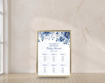 Baby Shower Seating Chart Template, Printable Floral Baby Shower Seating Sign, Baby Boy Bloom Seating Poster Editable Seating Chart Template