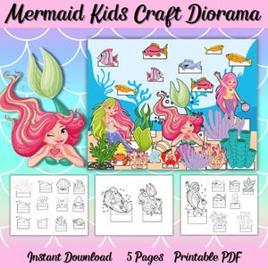 Mermaid Diorama, Printable Under the Sea Activity, 3D Ocean Scene, Mermaid Birthday Party Craft, Ocean Crafts for Preschool, Homeschool Kit