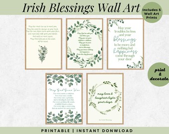 Irish Blessings Prints Bundle, St Patrick's Day Printable Wall Art, Irish Blessings Decor Wall Art St. Patrick’s Day Wall Art Print Set of 5