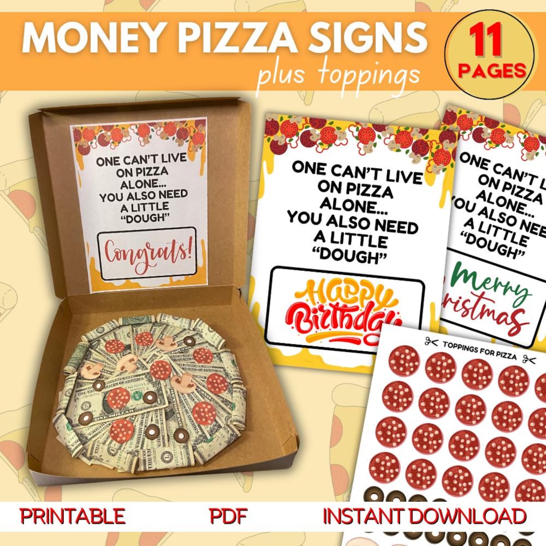 Pizza cadeaupapier met 4 vel, gevouwen vellen, pizza-print