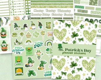 St. Patrick's Day Planner Stickers | Printable Spring Sticker Sheets | Lucky Gnomes Planner Stickers | St. Patrick's Day DIY Stickers