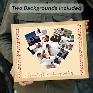 Heart Photo Collage Template, Love Shape Personalized Valentine&#39;s Day Couple Gift, Anniversary Wedding Gift, DIY Canva Template, Love Poster