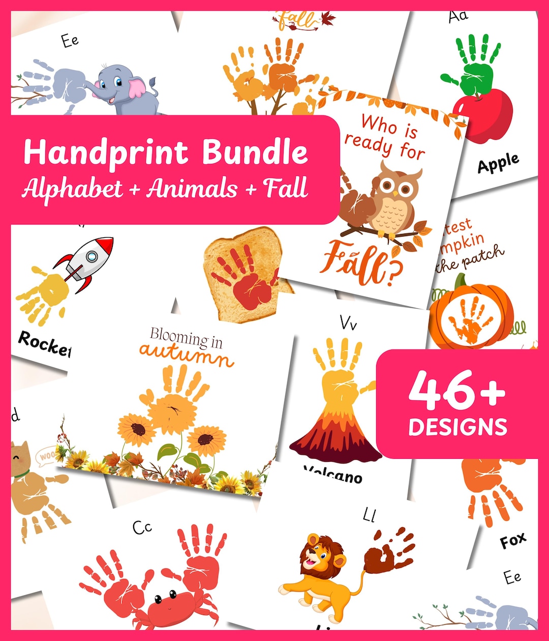 ABC & Fall Handprint Bundle, Fall Handprint Art, Alphabet Handprint ...
